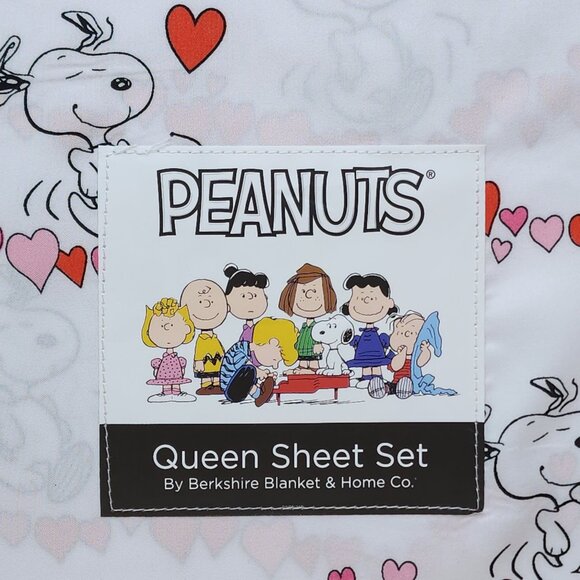 Peanuts Snoopy Queen Sheet Set By Berkshire Hearts Valentines Anniversary - Picture 5 of 7